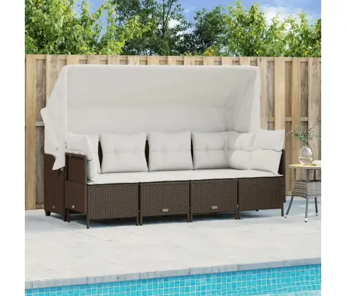 5-Daļīgs Dārza Dīvānu Komplekts, Matrači, Brūna Pe Rotangpalma Vidaxl