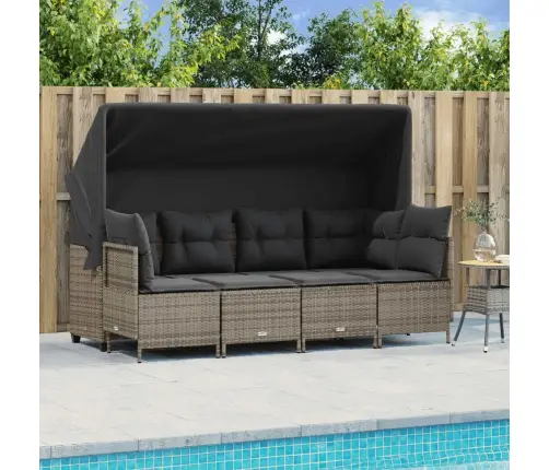 5-Daļīgs Dārza Dīvāna Komplekts Ar Matračiem, Pelēks Pe Pinums Vidaxl