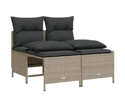 5-Daļīgs Dārza Dīvānu Komplekts,Matrači, Gaiši Pelēka Pe Pinums Vidaxl