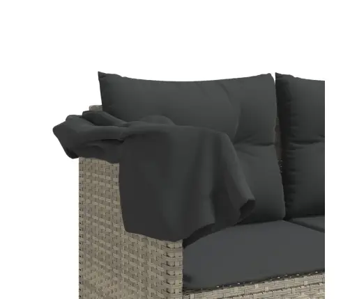 5-Daļīgs Dārza Dīvānu Komplekts,Matrači, Gaiši Pelēka Pe Pinums Vidaxl