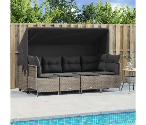 5-Daļīgs Dārza Dīvānu Komplekts,Matrači, Gaiši Pelēka Pe Pinums Vidaxl