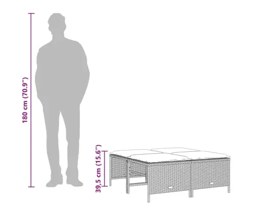 5-Osaline Aiamööblikomplekt Patjadega, Pruun, Polürotang