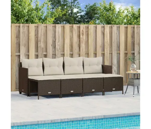 5-Osaline Aiamööblikomplekt Patjadega, Pruun, Polürotang