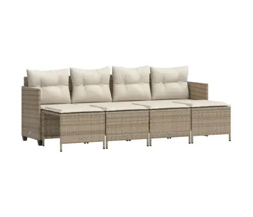 5-Daļīgs Dārza Dīvāna Komplekts, Matrači, Bēša Pe Rotangpalma Vidaxl