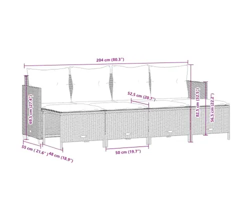 5-Daļīgs Dārza Dīvāna Komplekts, Matrači, Bēša Pe Rotangpalma Vidaxl