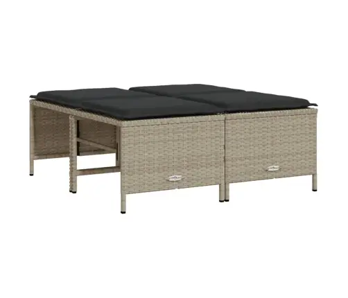 5-Daļīgs Dārza Dīvānu Komplekts,Matrači, Gaiši Pelēka Pe Pinums Vidaxl