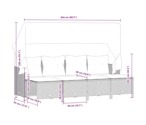 5-Daļīgs Dārza Dīvāna Komplekts Ar Matračiem, Pe Rotangpalma Vidaxl