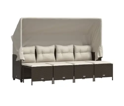 Sofos Komplektas Su Pagalvėlėmis, 5 Dalių, Rudas, Poliratanas