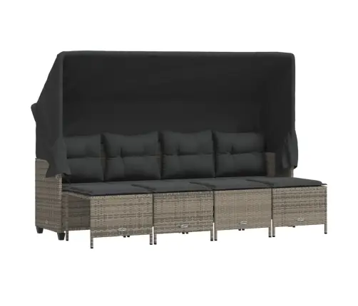 5-Daļīgs Dārza Dīvāna Komplekts Ar Matračiem, Pelēks Pe Pinums Vidaxl