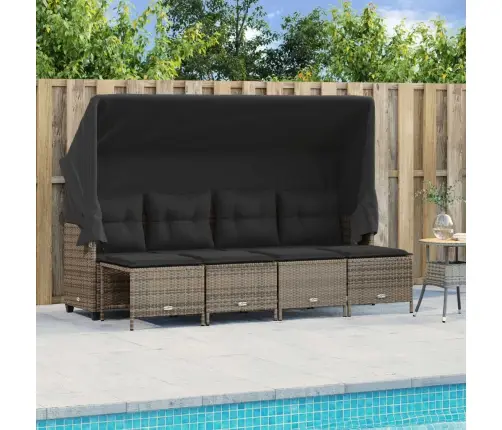 5-Daļīgs Dārza Dīvāna Komplekts Ar Matračiem, Pelēks Pe Pinums Vidaxl