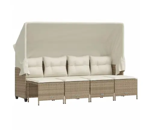 5-Daļīgs Dārza Dīvāna Komplekts, Matrači, Bēša Pe Rotangpalma Vidaxl