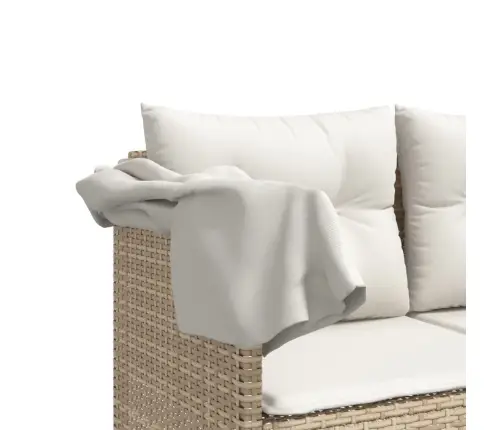 5-Daļīgs Dārza Dīvāna Komplekts, Matrači, Bēša Pe Rotangpalma Vidaxl