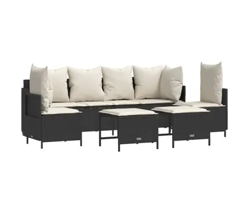 Sodo Komplektas Su Pagalvėlėmis, 5 Dalių, Juodas, Poliratanas