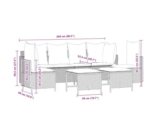 Sodo Komplektas Su Pagalvėlėmis, 5 Dalių, Juodas, Poliratanas