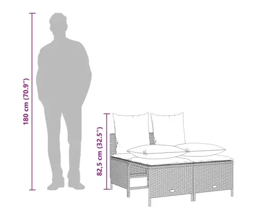 Sodo Komplektas Su Pagalvėlėmis, 5 Dalių, Juodas, Poliratanas
