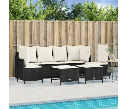 Sodo Komplektas Su Pagalvėlėmis, 5 Dalių, Juodas, Poliratanas