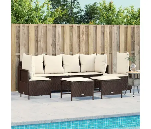 5-Osaline Aiamööblikomplekt Patjadega, Pruun, Polürotang