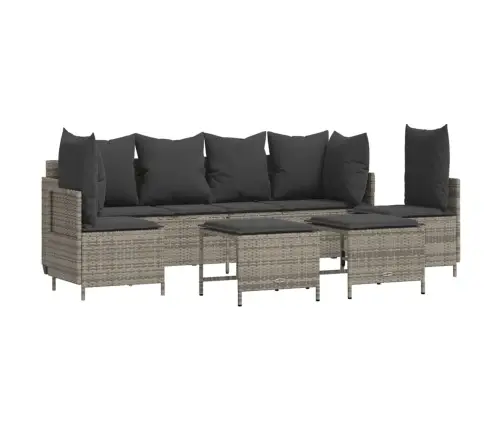 5-Daļīgs Dārza Dīvāna Komplekts Ar Matračiem, Pelēks Pe Pinums Vidaxl