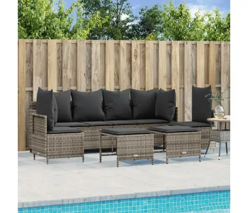 5-Daļīgs Dārza Dīvāna Komplekts Ar Matračiem, Pelēks Pe Pinums Vidaxl