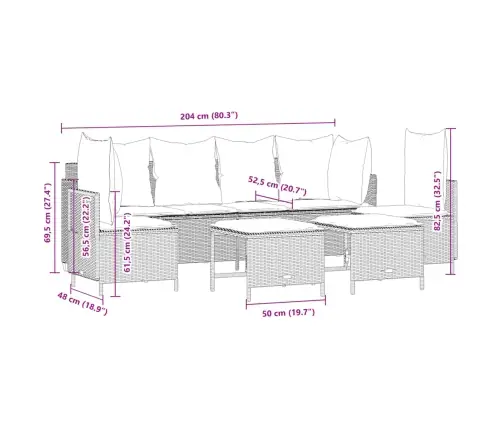 Sofos Komplektas Su Pagalvėlėmis, 5 Dalių, Smėlio, Poliratanas