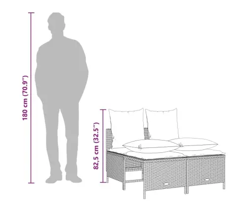 Sofos Komplektas Su Pagalvėlėmis, 5 Dalių, Smėlio, Poliratanas