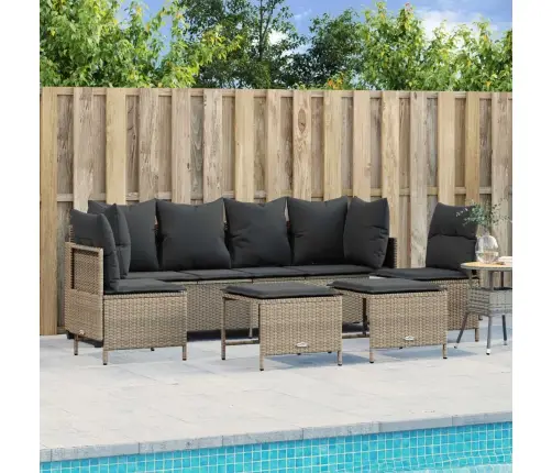 5-Osaline Aiamööblikomplekt Patjadega, Helehall, Polürotang