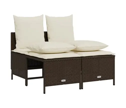 5-Daļīgs Dārza Dīvānu Komplekts, Matrači, Brūna Pe Rotangpalma Vidaxl