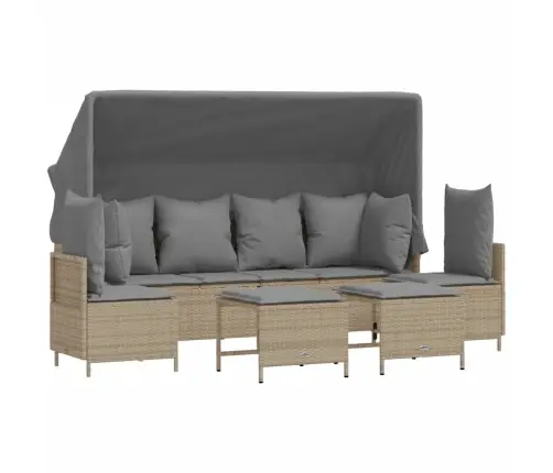 5-Daļīgs Dārza Dīvāna Komplekts, Matrači, Bēša Pe Rotangpalma Vidaxl