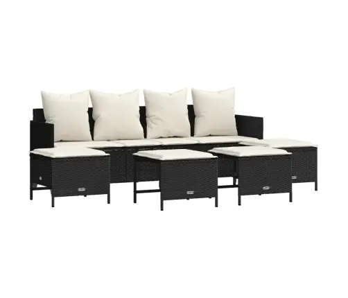 Sodo Komplektas Su Pagalvėlėmis, 5 Dalių, Juodas, Poliratanas