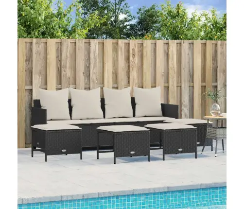 Sodo Komplektas Su Pagalvėlėmis, 5 Dalių, Juodas, Poliratanas