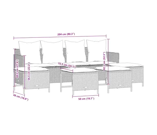 5-Daļīgs Dārza Dīvāna Komplekts Ar Matračiem, Pelēks Pe Pinums Vidaxl