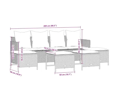 Sofos Komplektas Su Pagalvėlėmis, 5 Dalių, Smėlio, Poliratanas