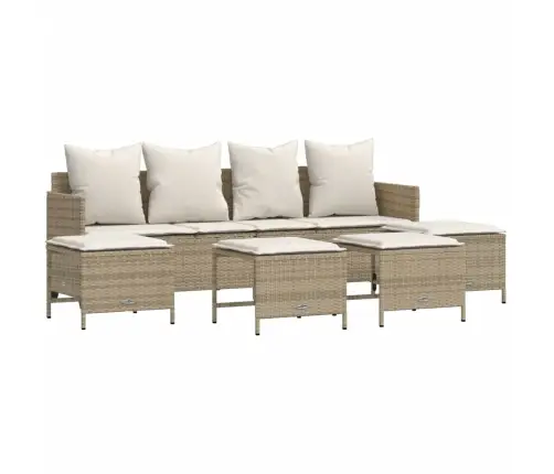 5-Daļīgs Dārza Dīvāna Komplekts, Matrači, Bēša Pe Rotangpalma Vidaxl