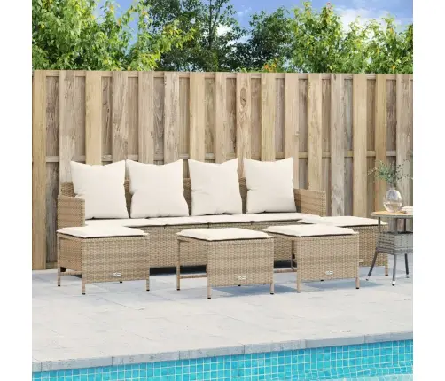 5-Daļīgs Dārza Dīvāna Komplekts, Matrači, Bēša Pe Rotangpalma Vidaxl