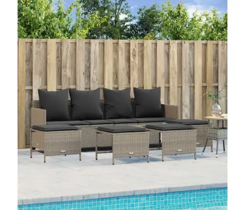 5-Daļīgs Dārza Dīvānu Komplekts,Matrači, Gaiši Pelēka Pe Pinums Vidaxl