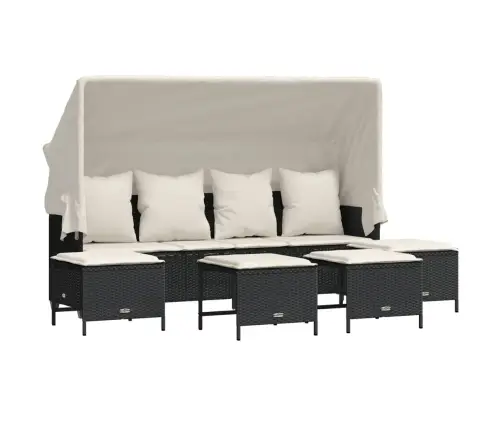 5-Daļīgs Dārza Dīvāna Komplekts Ar Matračiem, Pe Rotangpalma Vidaxl