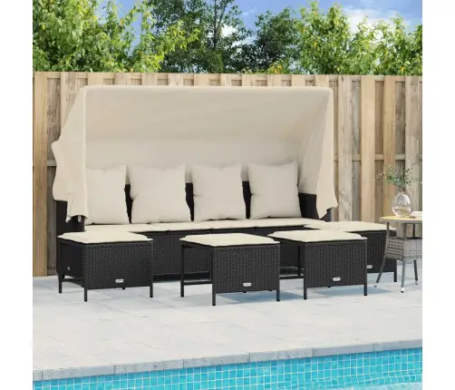 5-Daļīgs Dārza Dīvāna Komplekts Ar Matračiem, Pe Rotangpalma Vidaxl