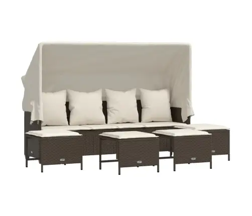 5-Osaline Aiamööblikomplekt Patjadega, Pruun, Polürotang