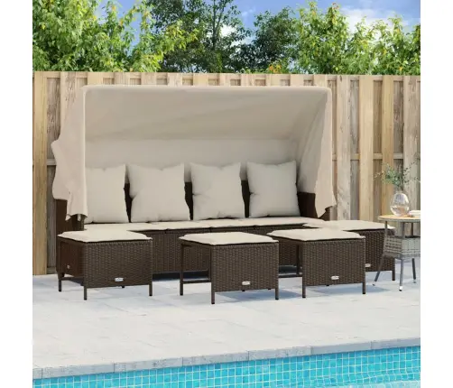 5-Osaline Aiamööblikomplekt Patjadega, Pruun, Polürotang