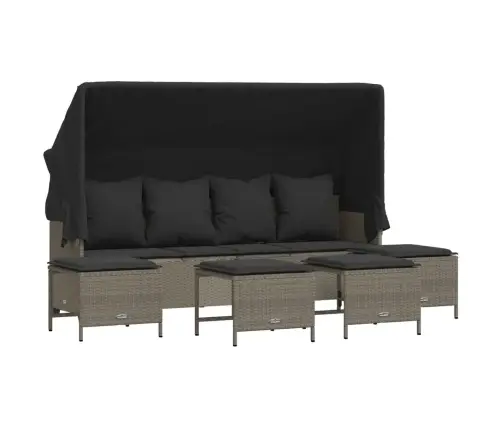 5-Daļīgs Dārza Dīvānu Komplekts,Matrači, Gaiši Pelēka Pe Pinums Vidaxl