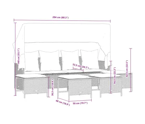 5-Daļīgs Dārza Dīvānu Komplekts,Matrači, Gaiši Pelēka Pe Pinums Vidaxl