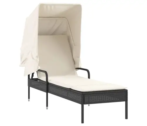 Saulės Gultai Su Skliautais/Staliuku, 2Vnt., Juodi, Poliratanas