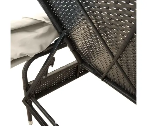 Saulės Gultai Su Skliautais/Staliuku, 2Vnt., Juodi, Poliratanas