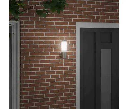 Āra Sienas Gaisma Sudraba Nerūsējošais Tērauds Ip44 Vidaxl