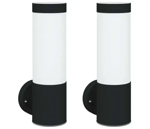 Āra Pie Sienas Gaismas 2 Gabali Melna Nerūsējošā Tērauda Ip44 Vidaxl