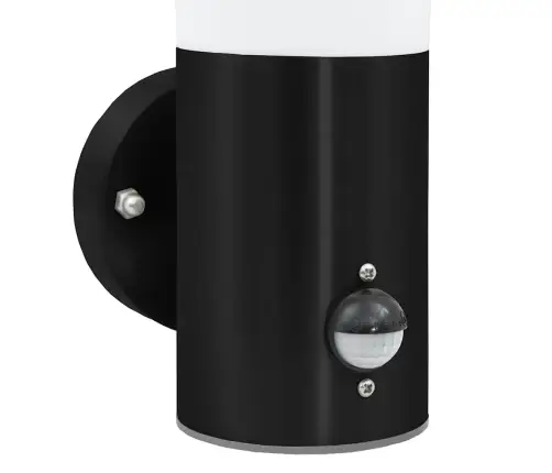 Āra Sienas Lampa Ar Sensora Melns Nerūsējošais Tērauds Ip44 Vidaxl
