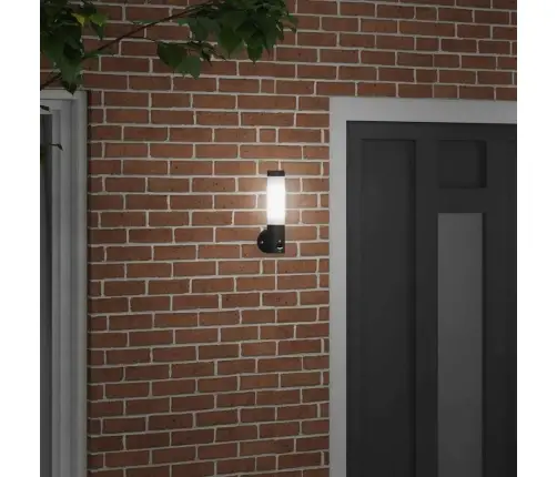Āra Sienas Lampa Ar Sensora Melns Nerūsējošais Tērauds Ip44 Vidaxl