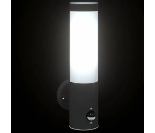 Āra Sienas Lampa Ar Sensora Melns Nerūsējošais Tērauds Ip44 Vidaxl