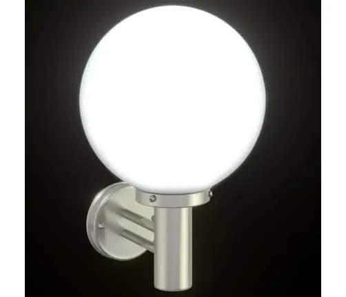 Āra Sienas Lampa Sudraba Nerūsējošā Tērauda Ip44 Vidaxl