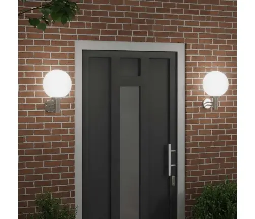 Āra Sienas Gaismas 2 Gab. Sudraba Nerūsējošais Tērauds Ip44 Vidaxl